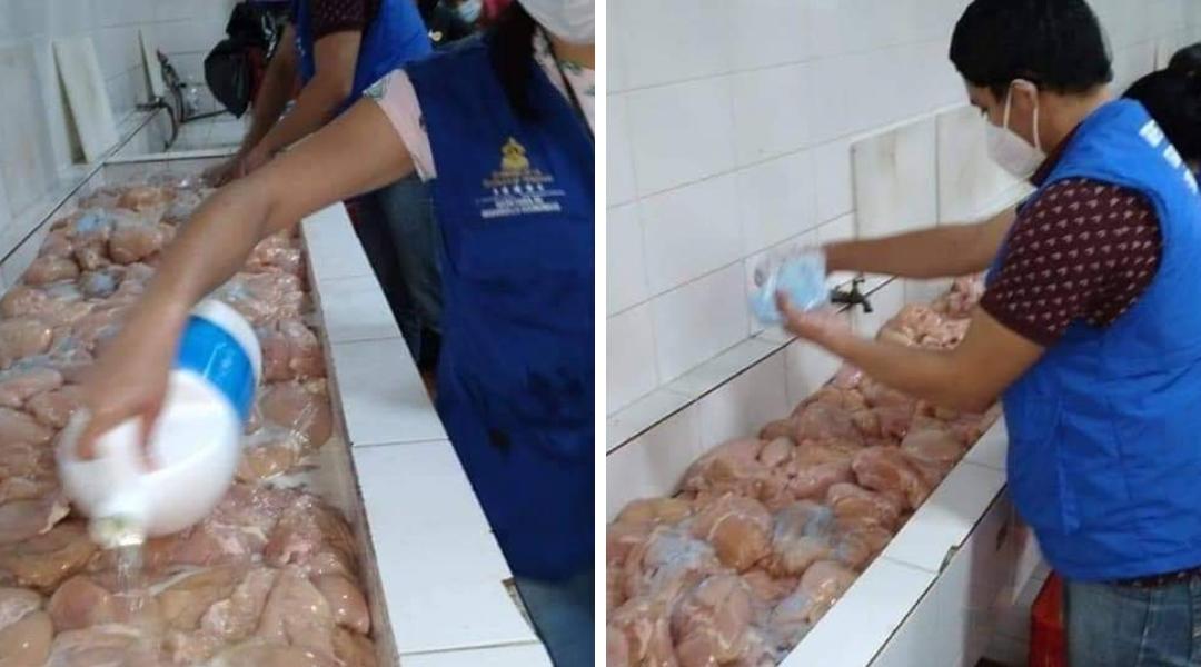Lavan pollo con FAB y CLORO para personas internadas en hospitales por COVID-19
