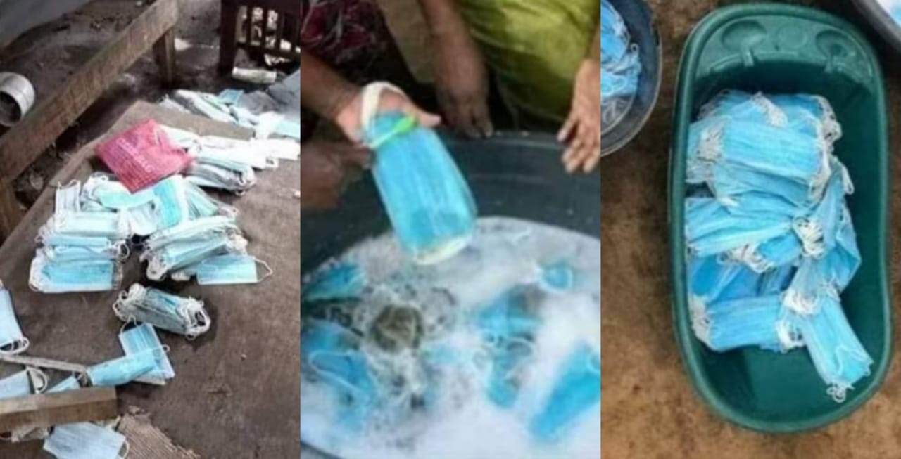 Personas están lavando cientos de mascarillas y las están vendiendo de nuevo