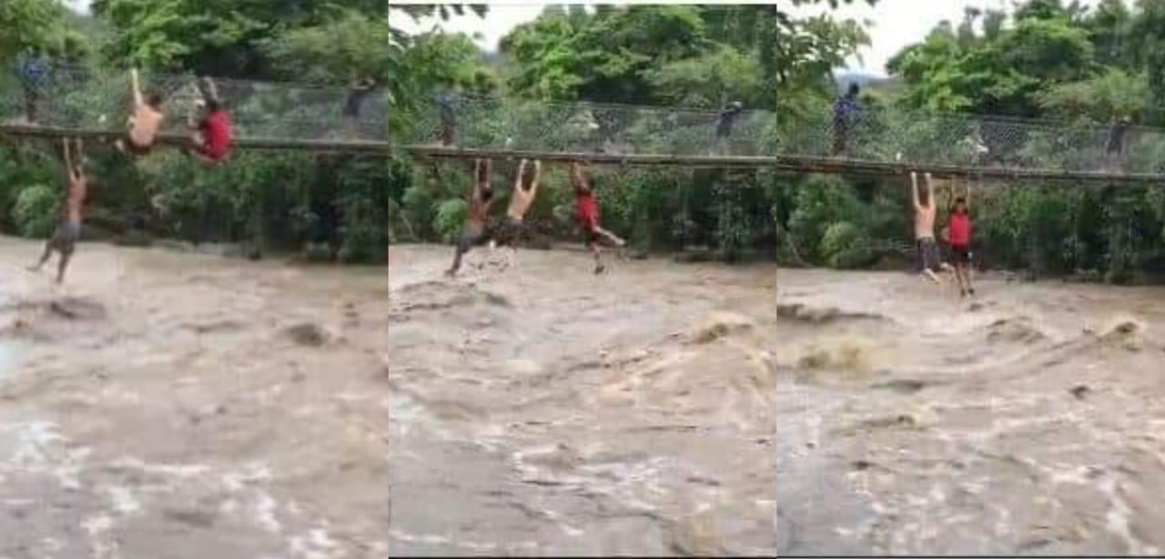 3 jóvenes se lanzan al rió crecido por tormenta Amanda en Chiquimula