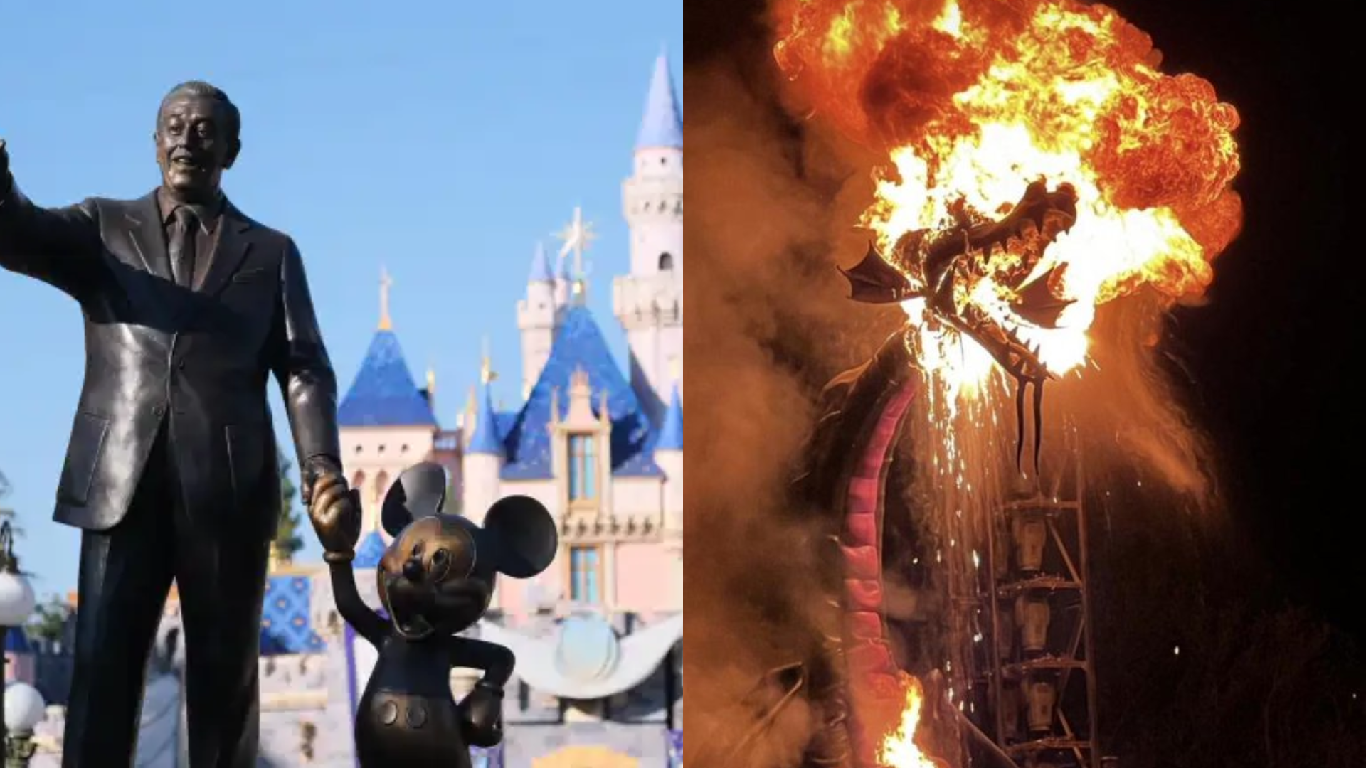 Accidente en parque temático: atracción de dragón en Disney se prende en fuego.