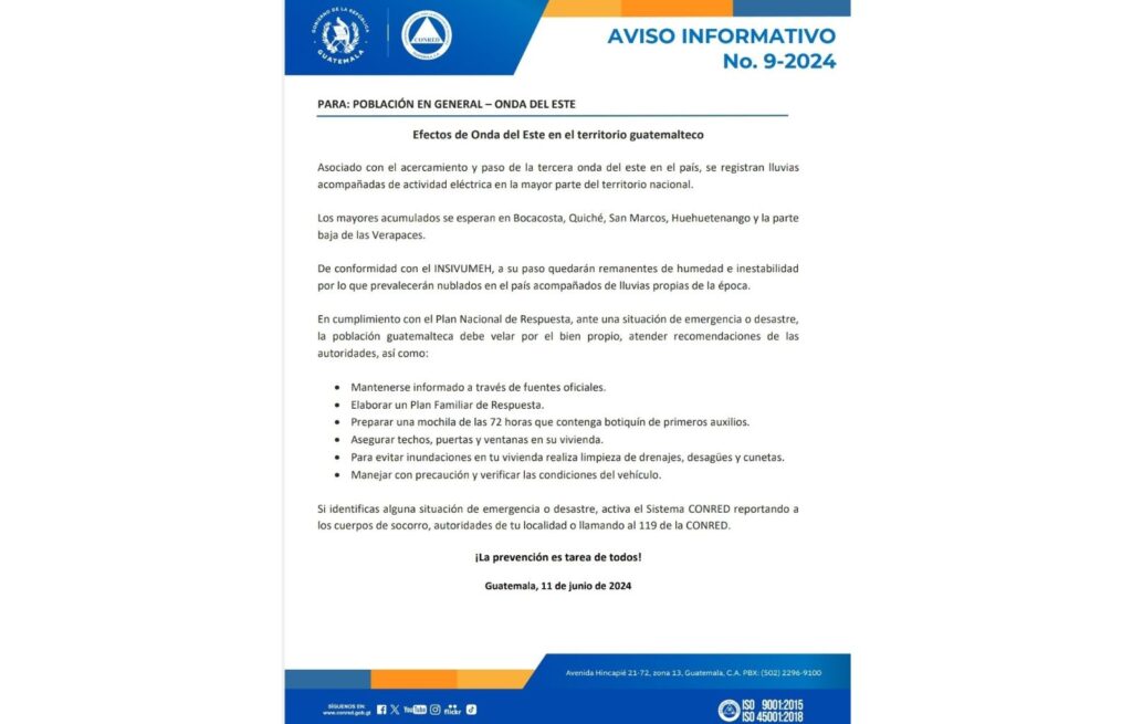 Detalles de la Alerta Meteorológica pronóstico de Lluvias