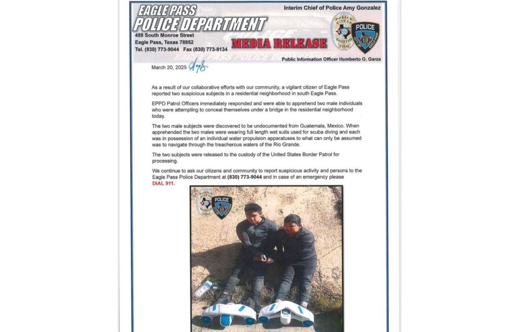 Atrapan a guatemaltecos con equipo de buceo al cruzar el Río Bravo Estados Unidos