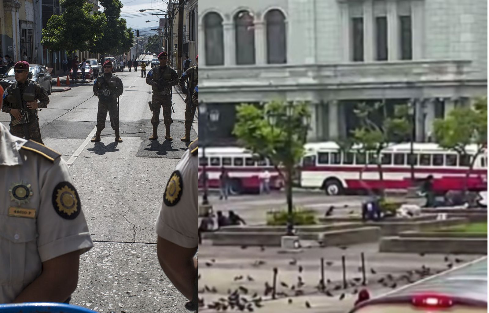 Caravana de transporte extraurbano avanza hacia el Palacio Nacional de Guatemala