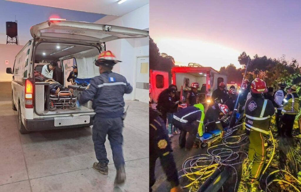 Tragedia en la madrugada microbús con enfermeros cae a hondonada en el Libramiento de Chimaltenango