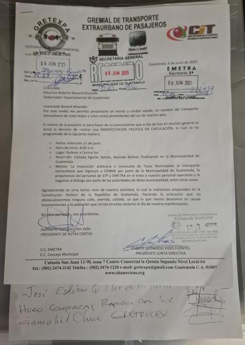 Transportistas anuncian manifestación para este miércoles 11 de junio en Ciudad de Guatemala
