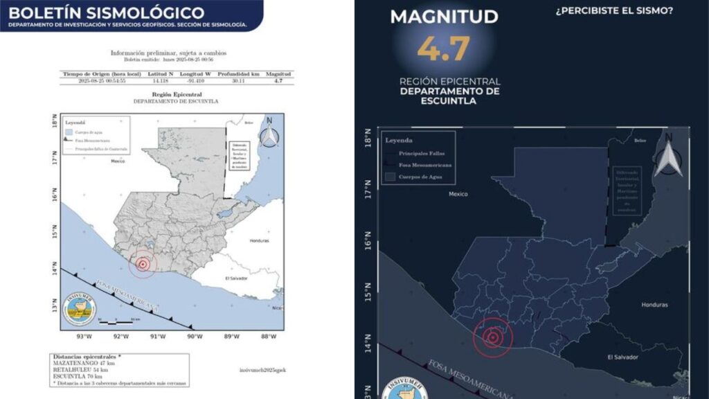 El epicentro fue en Nueva Concepción, Escuintla, y se sintió en varios departamentos