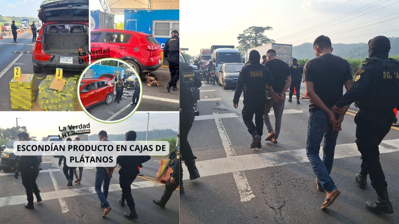 Incautación de producto ilicito camuflada en cajas de plátano en Escuintla