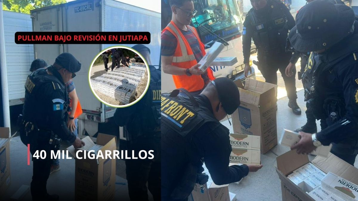 Pullman interceptado en Jutiapa: PNC incauta 40 mil cigarrillos sin documentos