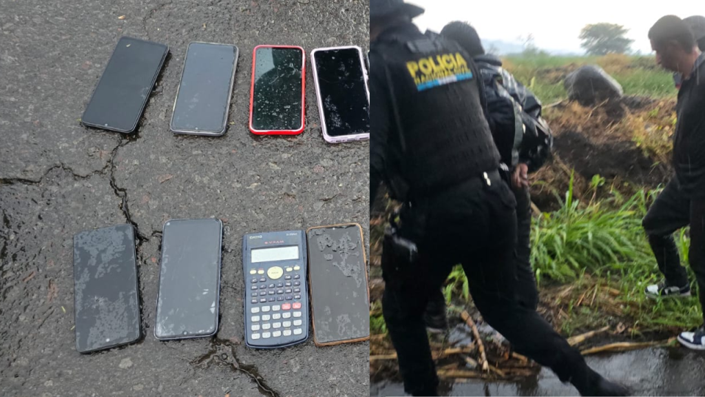 Evidencias decomisadas durante el operativo, armas y objetos recuperados