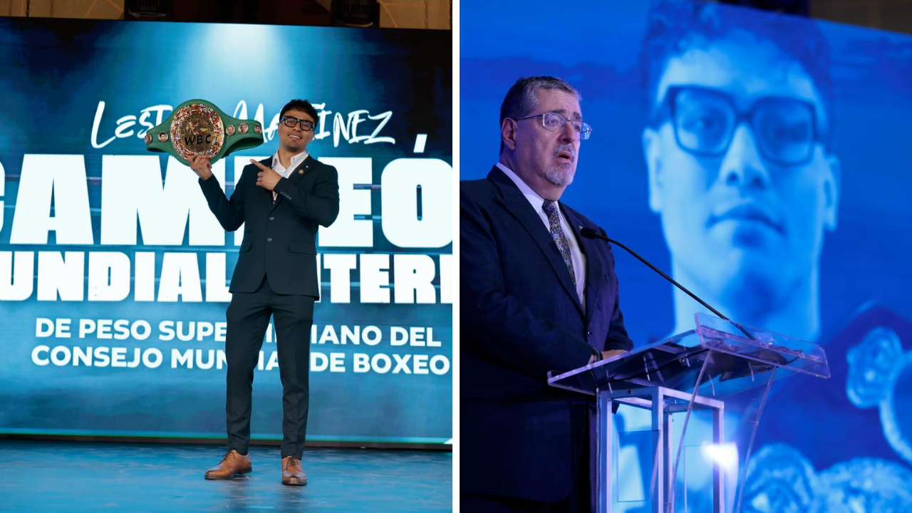 Presidente Bernardo Arévalo condecora a Lester Martínez y celebra su título mundial