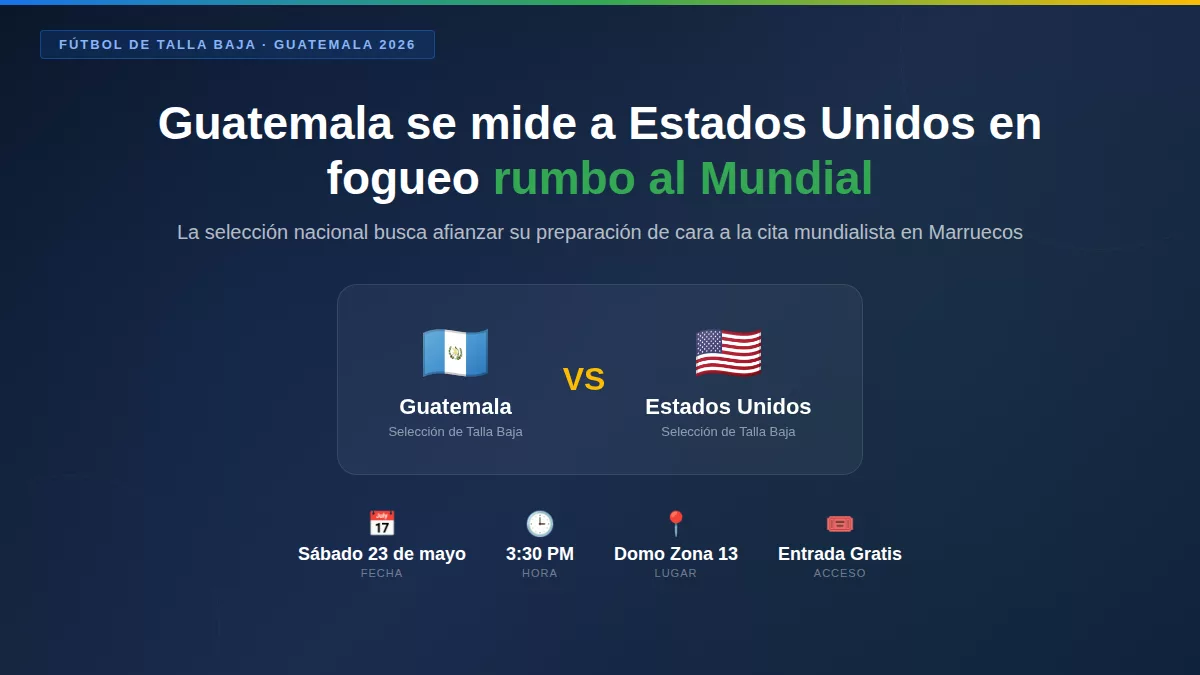 Guatemala vs Estados Unidos: partido internacional de fútbol de talla baja rumbo al Mundial Marruecos 2026