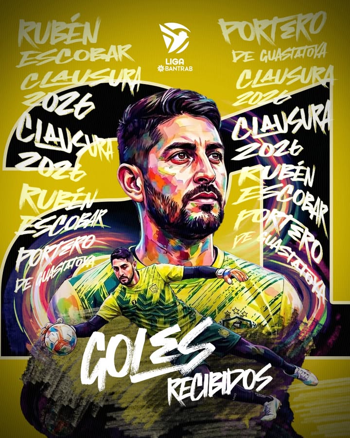 Grafica oficial de Liga Bantrab que reconoce a Ruben Escobar como portero menos vencido del Clausura 2026 con Guastatoya
