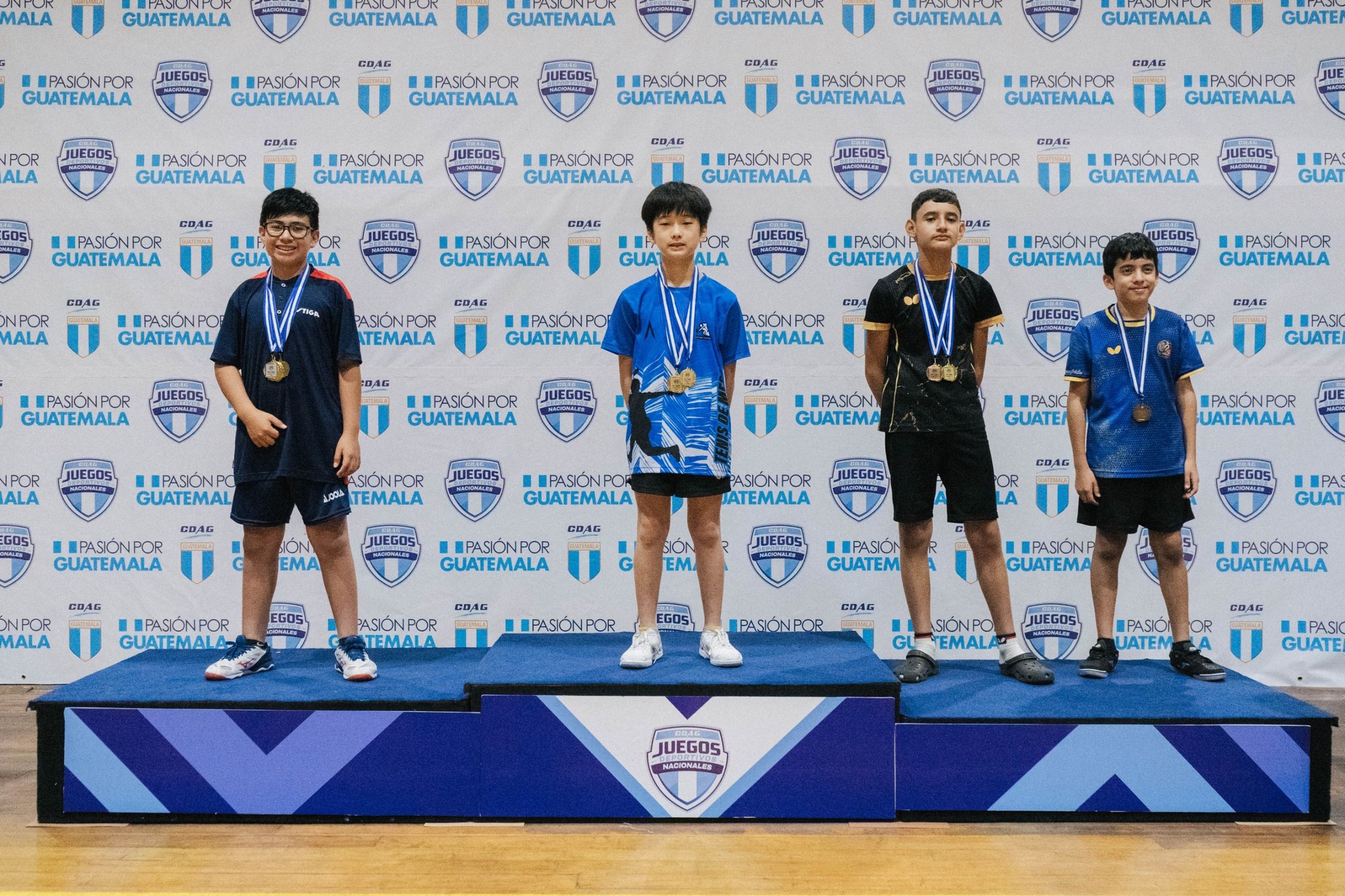 Podio oficial del individual masculino en los Juegos Deportivos Nacionales U13 de tenis de mesa 2026